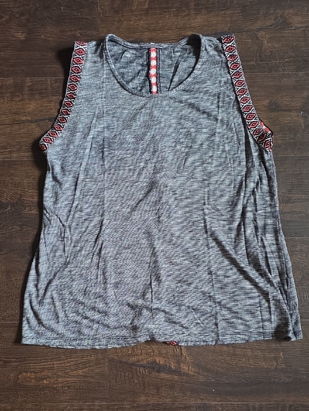 Knit Sleeveless Top with Embroidered Trim